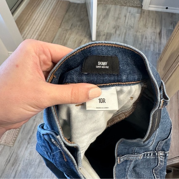 Express Dark Blue Distressed Skinny Jeans - Picture 5 of 5